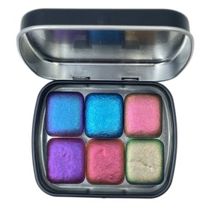 6H Colorshift Watercolor half pan set in Tin case