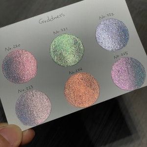 Goddess Quarter Pan Handmade Super Shift Aurora Shimmer Watercolor Paints by iuilewatercolors