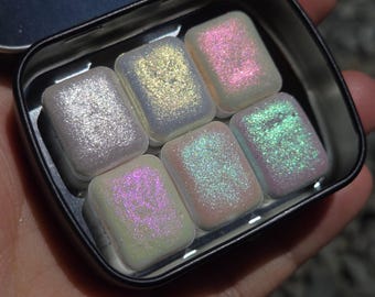 Quarter Shiny Fairy Set Handmade Iridescent Chameleon Aurora Shimmer Watercolor Paints