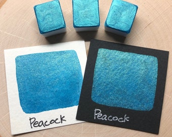 Peacock teal aquarelle peint demi-casseroles Mica