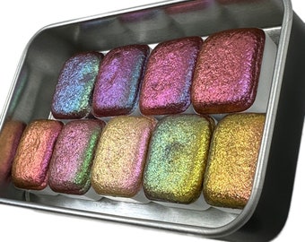 Quarter RC set Handmade Shimmer Metallic Chameleon Colorshift Watercolor Paint By iuilewatercolors