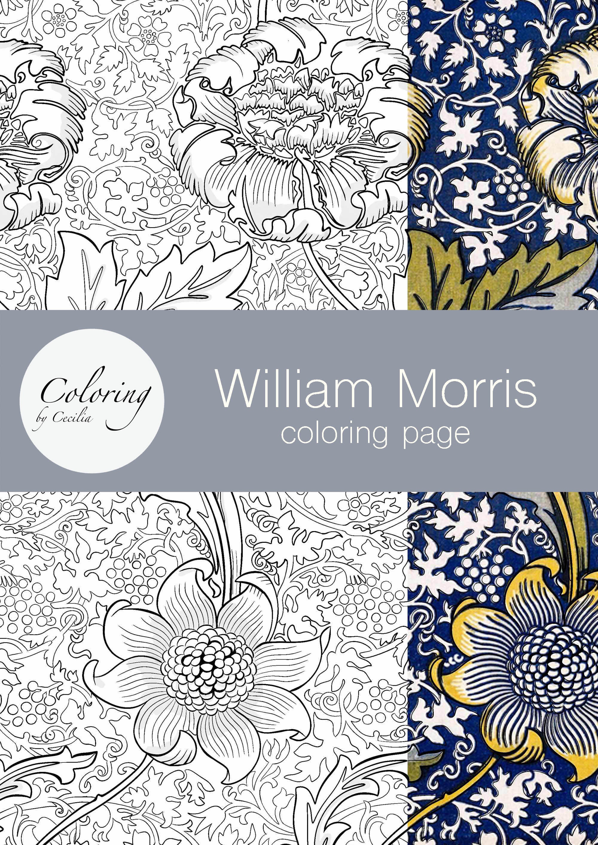 Detailed Coloring Page William Morris Floral Pattern A3/A4 Size ...