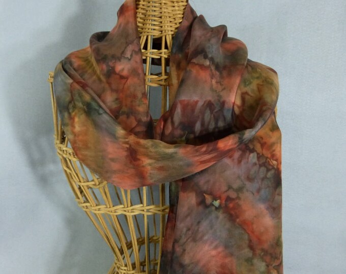 Silk Scarf rust and Brown Blend Hand Painted Silk - Etsy