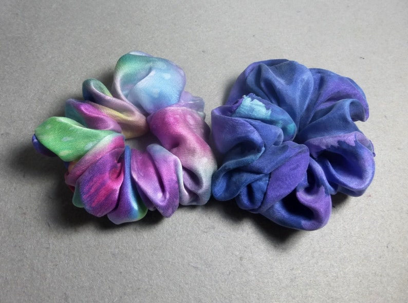 silk satin hair scrunchies set of 2 black