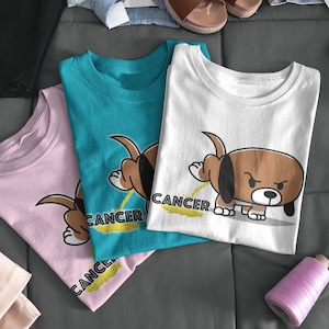 Dog Peeing on Cancer, Funny Cancer Shirt, Anti Pink Ribbon, Piss on Cancer, Multiple Colors