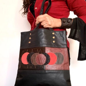 Decorated Leather Handbag/Leather Medium Tote