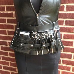 Tool Belt // Hairstylist Tool Belt // Leather Tool Apron // Wardrobe Stylist Tool Belt// Croc leather image 3