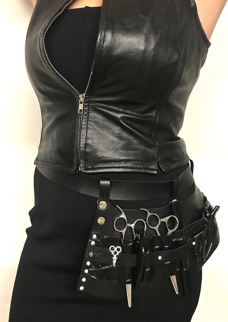 Tool Belt // Hairstylist Tool Belt // Leather Tool Apron // Wardrobe Stylist Tool Belt// Croc leather image 6