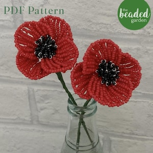 Poppy - PDF Pattern Only - Beaded Flower Tutorial