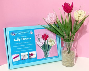 Beaded Flower Kit - Tulip. Craft kit for adults. A creative gift idea.