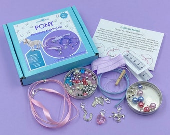 Children's jewellery making kit - Pony. Craft kit for kids. A creative gift idea.