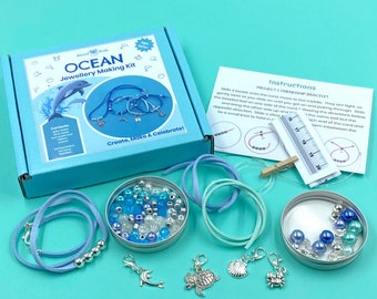 Children's jewellery making kit - Ocean. Craft kit for kids.  A creative gift idea.