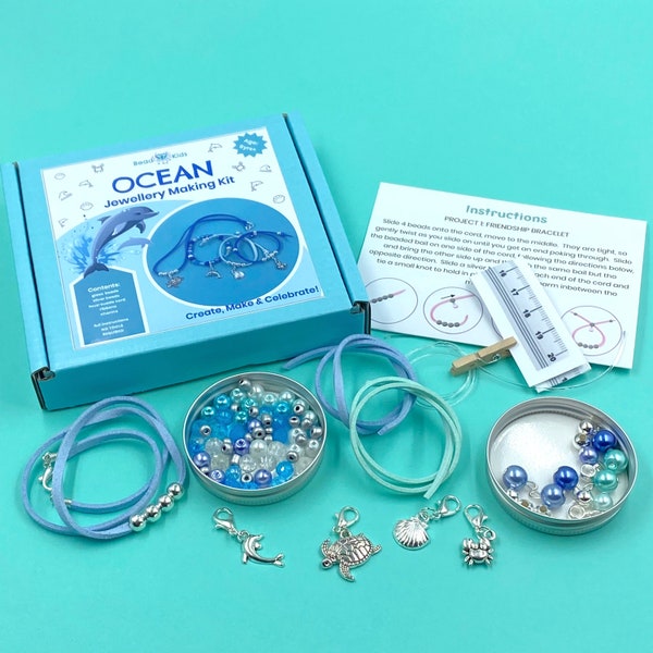 Children's jewellery making kit - Ocean. Craft kit for kids.  A creative gift idea.