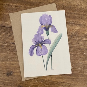 Iris Botanische Grußkarte mit Umschlag, blanko Innenseite