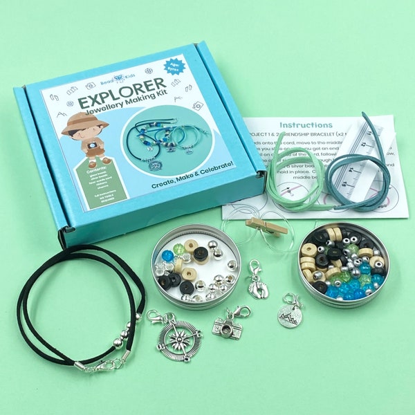 Kit per creare gioielli per bambini - Explorer. Kit artigianale per bambini. Un'idea regalo creativa.
