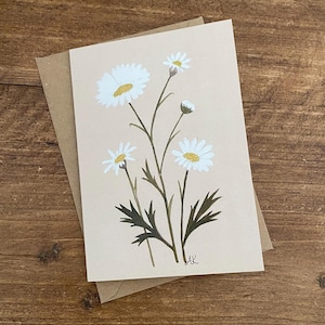 Carte de voeux botanique Daisy avec enveloppe, intérieur vierge