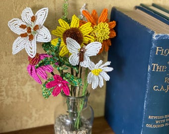 Beaded Flower Craft Kit: Summer Meadow Vase, DIY Floral Arrangement
