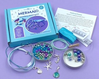 Children's jewellery making kit - Mermaid. Craft kit for kids. A creative gift idea.