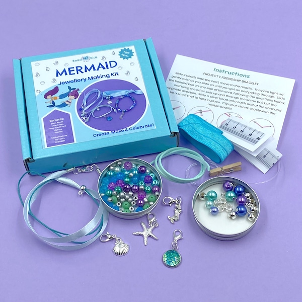 Kit de fabrication de bijoux pour enfants - Sirène. Kit de bricolage pour enfants. Une idée cadeau créative.