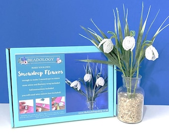 Beaded Flower Kit - Snowdrop. Craft kit for adults. A creative gift idea.