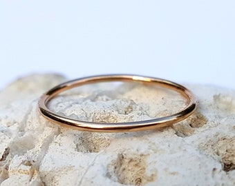 14ct solid gold shiny ring, stackable, thin and elegant, yellow gold band, engagement ring, dainty, gold ring.