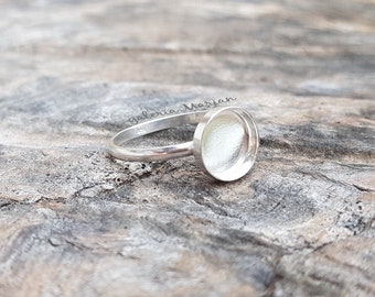 10mm Runde Lünette 925 Sterling Silber Ring basis mit 2mm D Form Band, runde Cabochon Diy Ringe