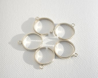 Silver Ring Blanks 925 Sterling Silver Adjustable Ring Blank With For 5.5/6.5/7.5mm Round Stones 4 Claws Ring Base Cabochon Setting For Women Prong Setting