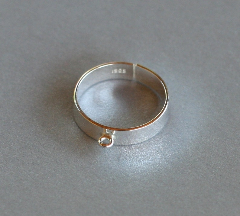 One loop 925 adjustable ring blank, Charm ring base 925 sterling silver, diy ring image 2