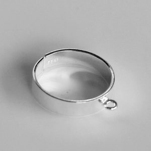 One loop 925 adjustable ring blank, Charm ring base 925 sterling silver, diy ring image 1