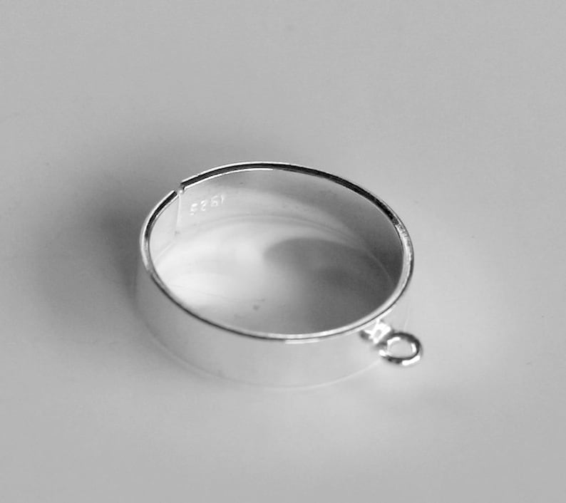 One loop 925 adjustable ring blank, Charm ring base 925 sterling silver, diy ring image 1