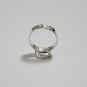 10mm round bezel 925 sterling silver adjustable ring base, silver ring base, round cabochon diy ring findings image 2