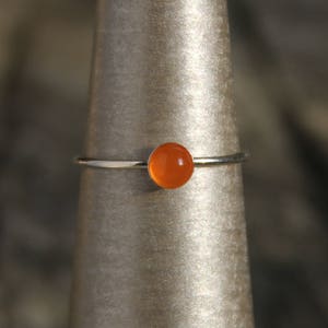 925 Silver ring with carneol, thin ring, elegant, minimalist, stackable ring, orange stone ring