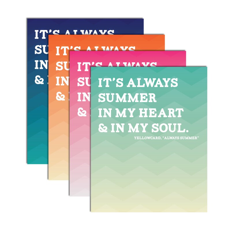 It's Always Summer Quote by Yellowcard Printable Wall Art Etsy