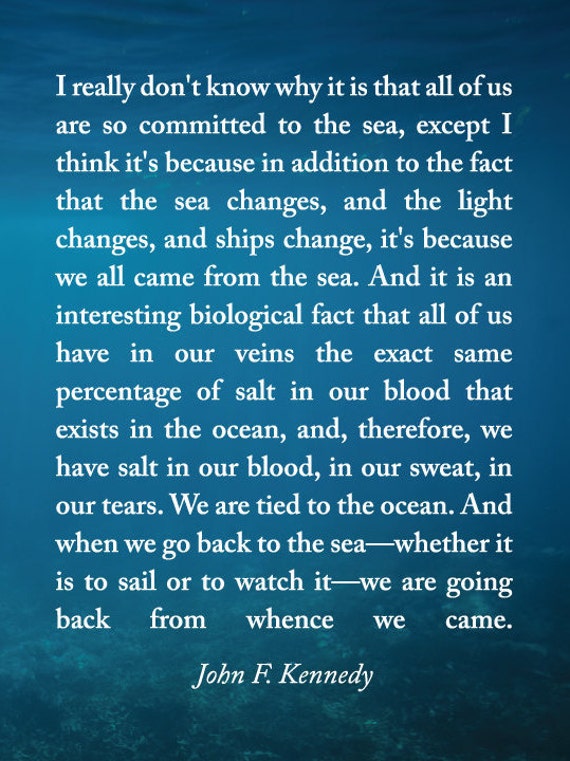 Jfk Quote About The Sea John F. Kennedy Sea Speech Ocean Quote Printable Wall Art | Etsy India