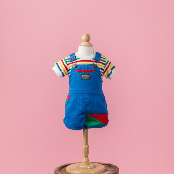 Vintage Color Block Osh Kosh Short-Alls/Top Set (Size 6 Months)