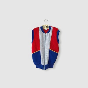 Vintage Color Block Knit Zipper Vest (Boys Size 12)