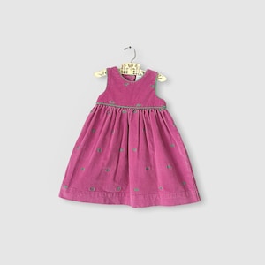 Vintage Pink Corduroy Whale Embroidered Jumper Dress (Size 2T)