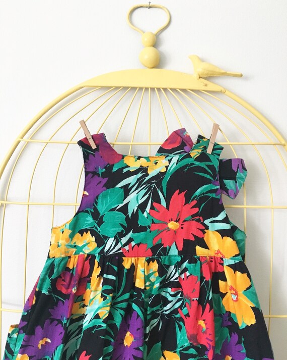 1990s Zoodles Tropical Floral Print Jumper Dress Size 4t 5t Etsy