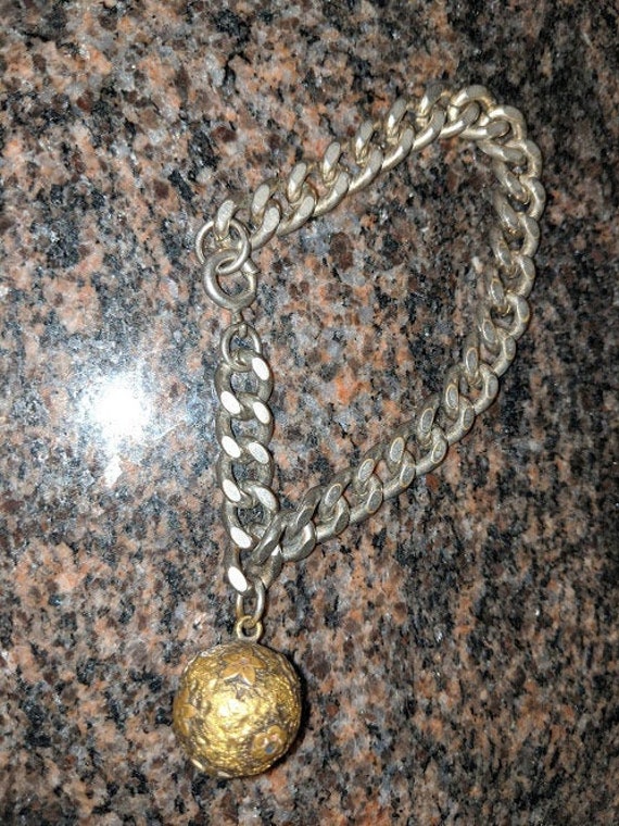 Antique Victorian Curb Link Ball Charm Bracelet Gem
