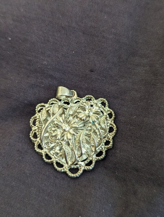Vintage larger Sterling Silver Filigree Heart