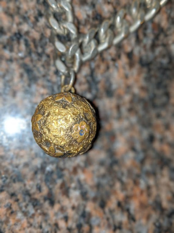 Antique Victorian Curb Link Ball Charm Bracelet Gem