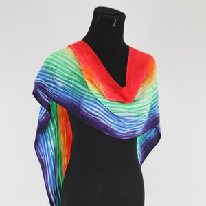 Rayon Scarf-14&quot;x72&quot; Shibori dyed scarf-Shibori rainbow scarf-Bamboo rayon scarf