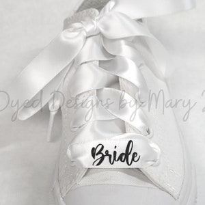 Pair of Personalized Wedding shoelaces, 5/8 inch satin laces, Satin ribbon shoelaces, Double Faced Satin Ribbon, Dance team laces