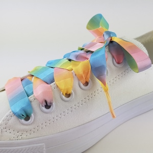 Rainbow satin converse top