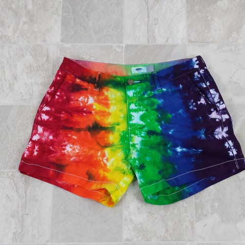 Tie Dyed Cotton Shorts 5 Hem Rainbow Shorts Hand Dyed - Etsy