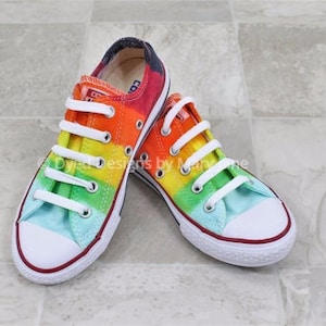 Boys or girls Converse All Stars-Kids tie dye shoes-Kids Converse Twist Rainbows-Hand dyed kids shoes-All star Chucks kids image 1