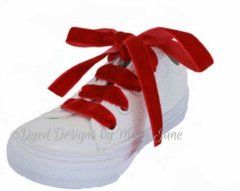Velvet Ribbon shoelaces, 3/8" Ribbon Shoelaces, Velvet Shoelaces, Plush Shoelaces, Flocked Shoelaces, Elegant Velvet shoelaces