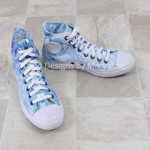 Chuck Taylor All Stars, Dyed Converse shoes, blue marble converse, hand dyed marbled converse, converse all star image 2