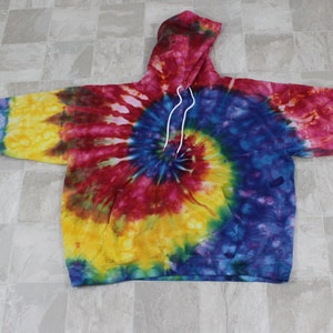 Tie Dye Hoodie-Hooded Sweatshirt-Hand Dyed Hoody-Tie Dye Kangaroo-Yoga Sweatshirt-Hanes Unisex -Spiral dyed hoodie