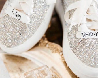 Paar gepersonaliseerde bruiloftschoenveters, 5/8 inch, satijnen lint schoenveters, dubbelzijdig lint, veters dansteam